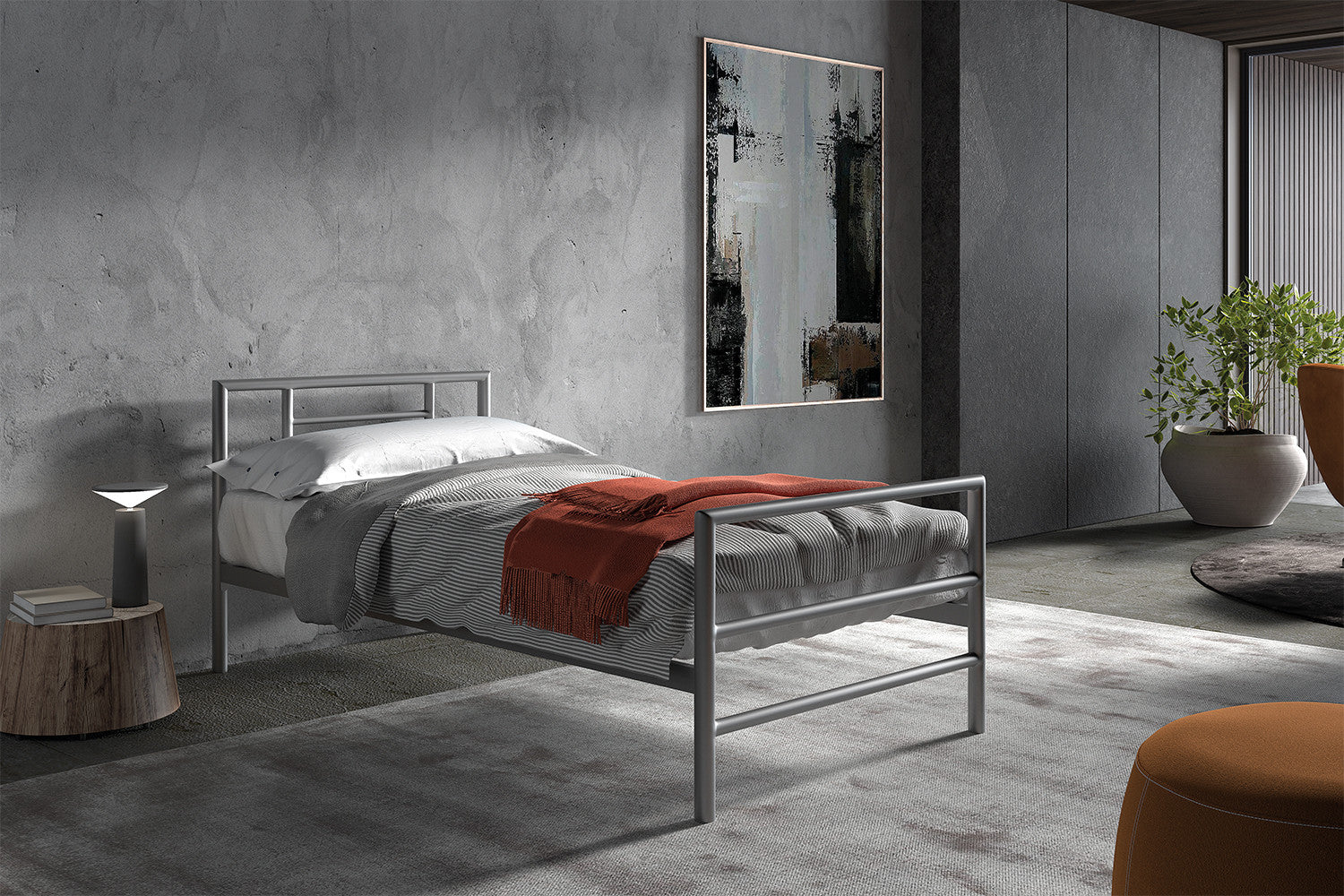 Bed Elio – 140x200 cm, Grijs met Lattenbodem
