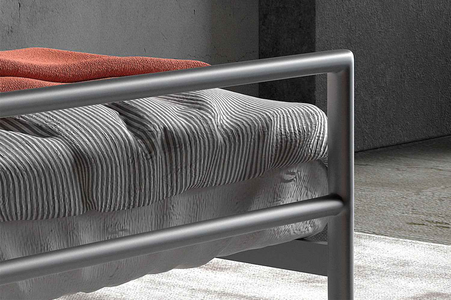 Bed Elio – 140x200 cm, Grijs met Lattenbodem